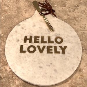 Anthropologie “Hello Lovely” Cheeseboard. White marble with gold detail